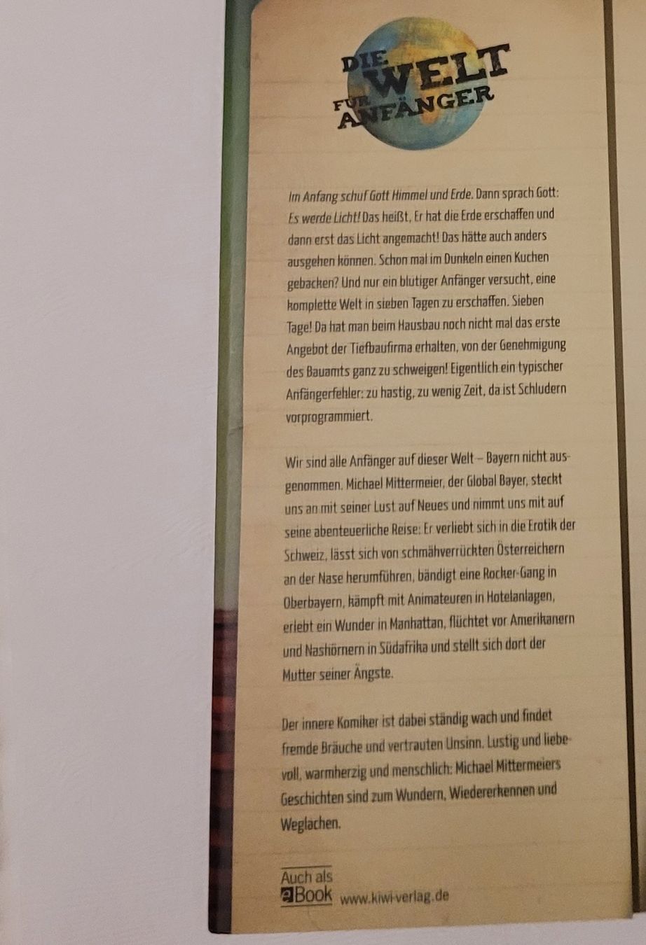 Libri: Die Welt für Anfänger -  Michael Mittermeier – Usato da Zürich venduto da Avd 5