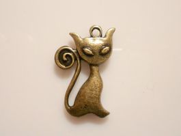 1 Stk. Katze Messing Schmuckanhänger/-Teil.Twint:Ja.