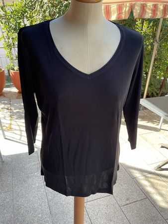 Damen 3/4Arm 100%reine Seiden Tshirt V-Ausschnitt L