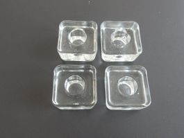 4er Set Teelichthalter aus Glas, Vintage Stil, Top!