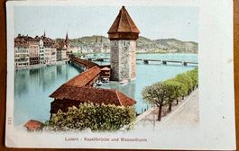AK: Luzern - kapellbrücke und Wasserturm