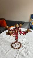 Kerzenständer für 5 Kerzen, vintage Stil mit roten Steinen