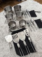 Camping Tassen/Besteck Set Edelstahl, super Kompakt