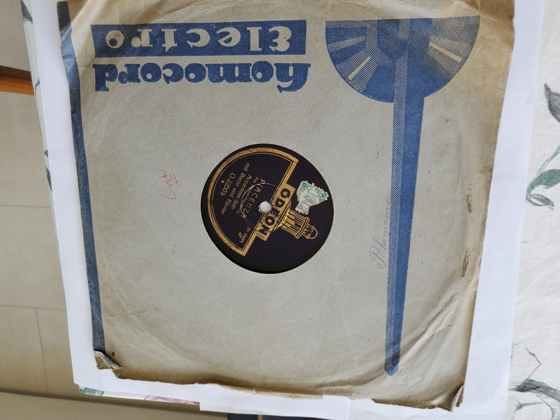 Schallplatten: Odeon Schellackplatte 1933 Accordeon solo + Banjo + Klavier – Gebraucht aus Unterägeri von 0alfa0 3