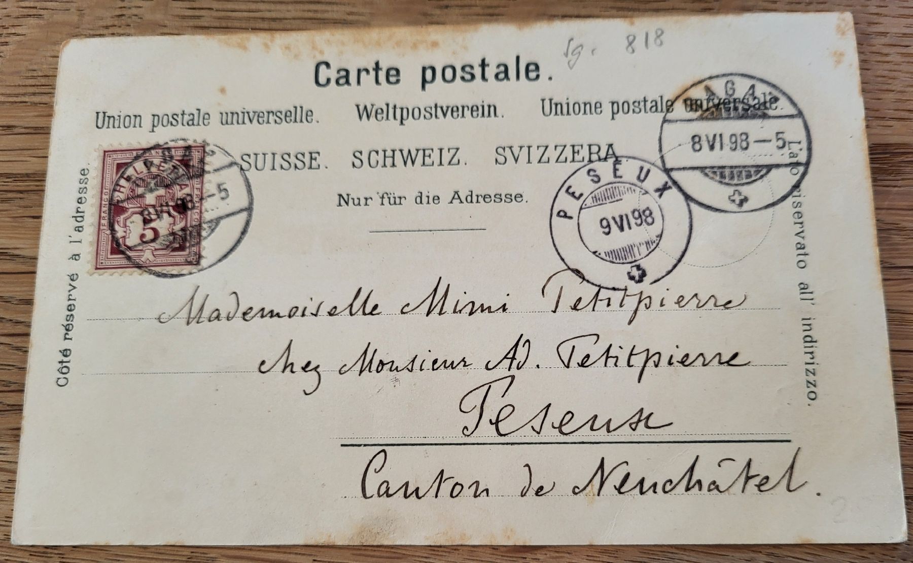 Ansichtskarten: alte Ansichtskarte Bad Ragaz Poststempel 1898 – Gebraucht aus Sargans von Macla4 1