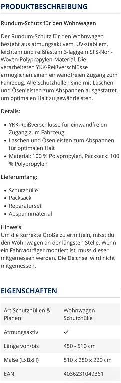 Abdeckhüllen und Thermomatten: Wohnwagen Schutzhülle – Gebraucht aus Worb von Ardnaxela91 1
