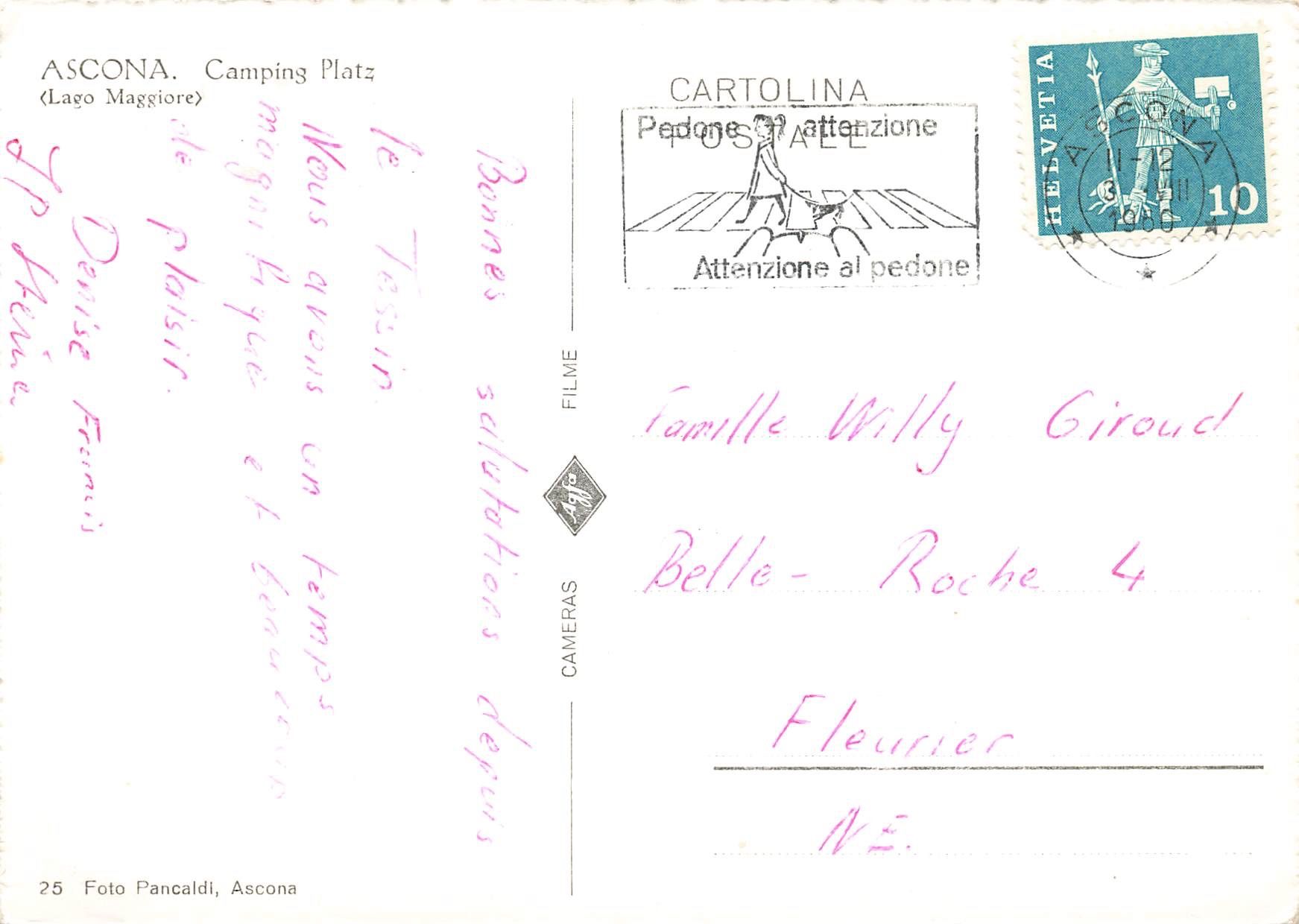 Cartoline postali: Ascona camping platz G – Usato da Biasca venduto da Blenio71 1