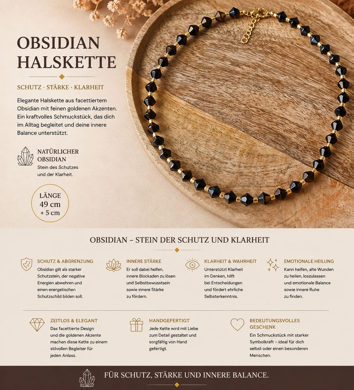 Catenine: Obsidian Kette – Nuovo e nell'imballaggio originale da Thun venduto da luk_7qlx