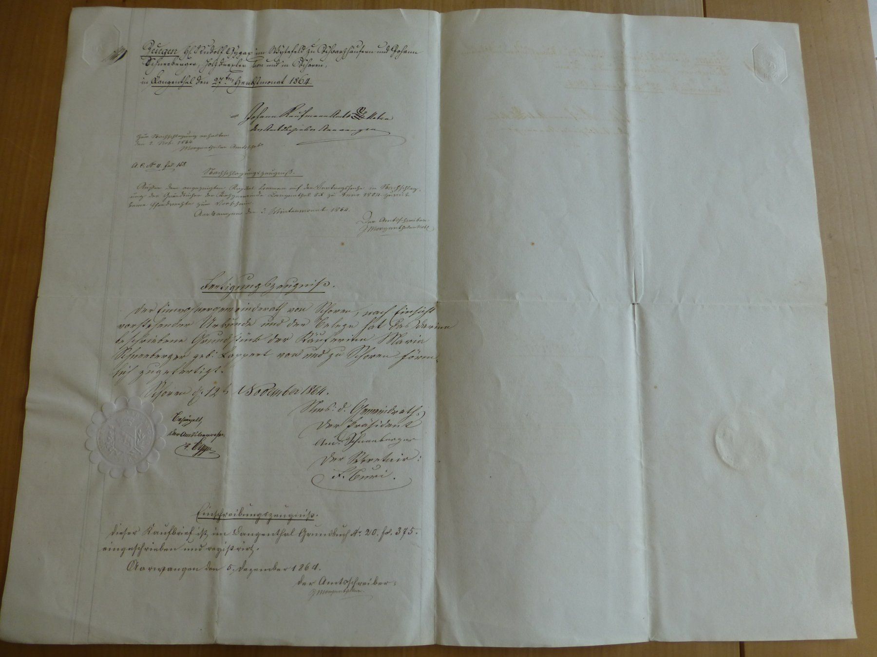 Documenti: Aarwangen 5.Dezember 1864 – Usato da Bettlach venduto da 1saurer 1