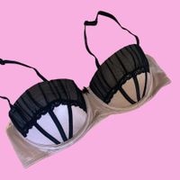 Beige and black balconette bra