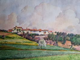 REGENSBERG KT.ZÜRICH ORIGINAL AQUARELL SIGNIERT HUSTER