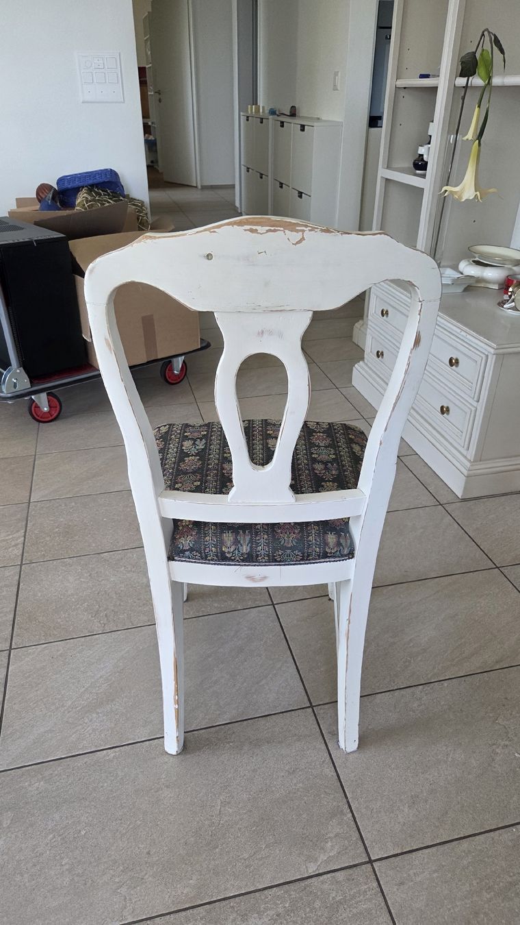 Sedie: Stuhl weiss mit Stoff Bezug, Shabby Chic . – Usato da Beckenried venduto da palle2105 3
