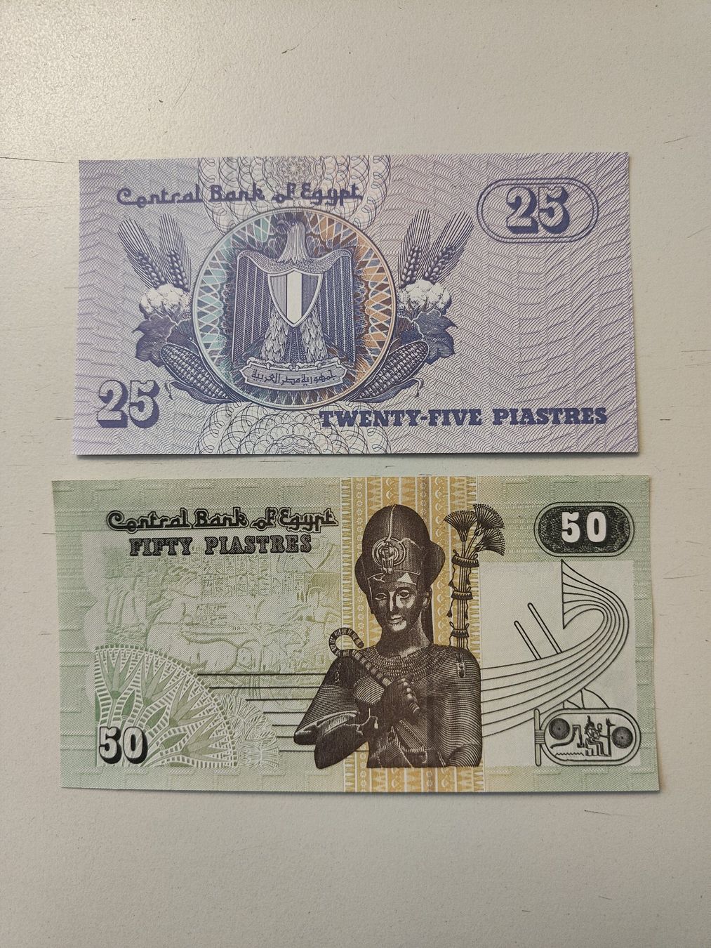 Banknoten: Aegypten - 25 & 50 Piasters – Neu (gemäss Beschreibung) aus Nürensdorf von Wini56 1