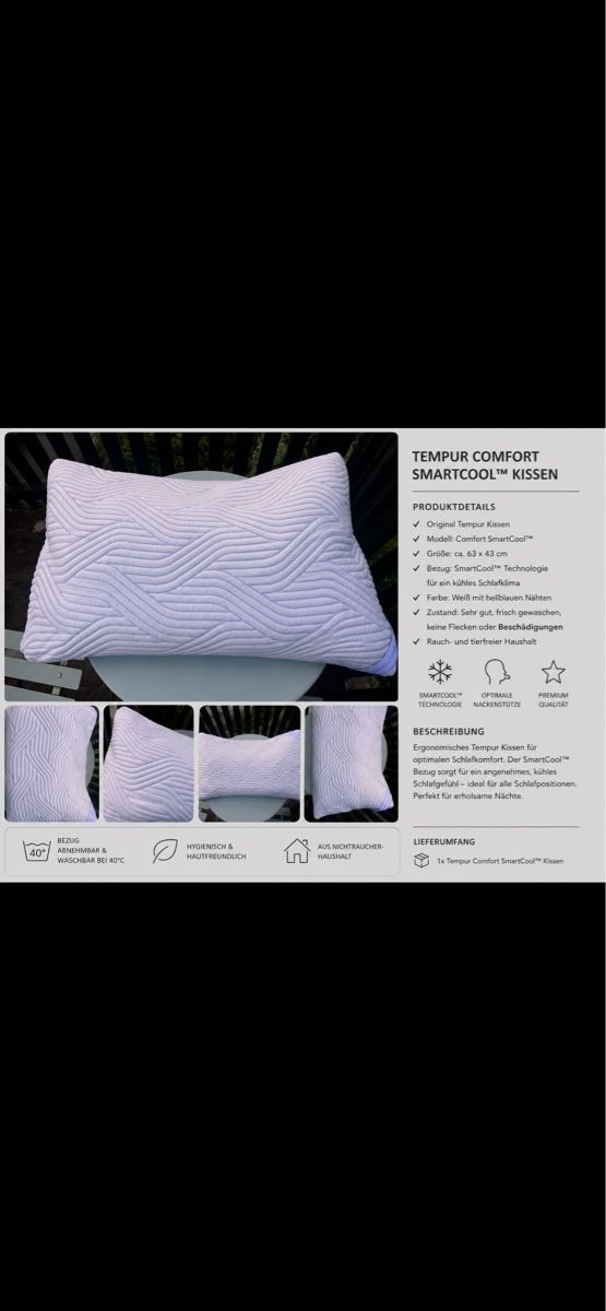 Tempur Coussins: TEMPUR SCHLAFKISSEN SMART COOL – D'occasion à Küsnacht ZH par lau_8qc2