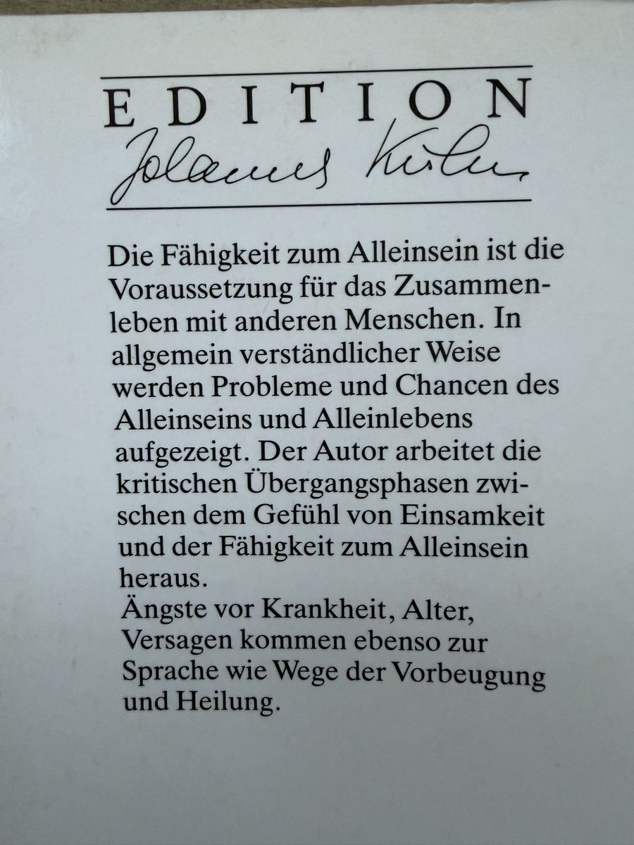 Libri: Allein - aber nicht einsam von Tobias Brocher – Nuovo (secondo la descrizione) da Zürich venduto da MeineBilderkiste 1