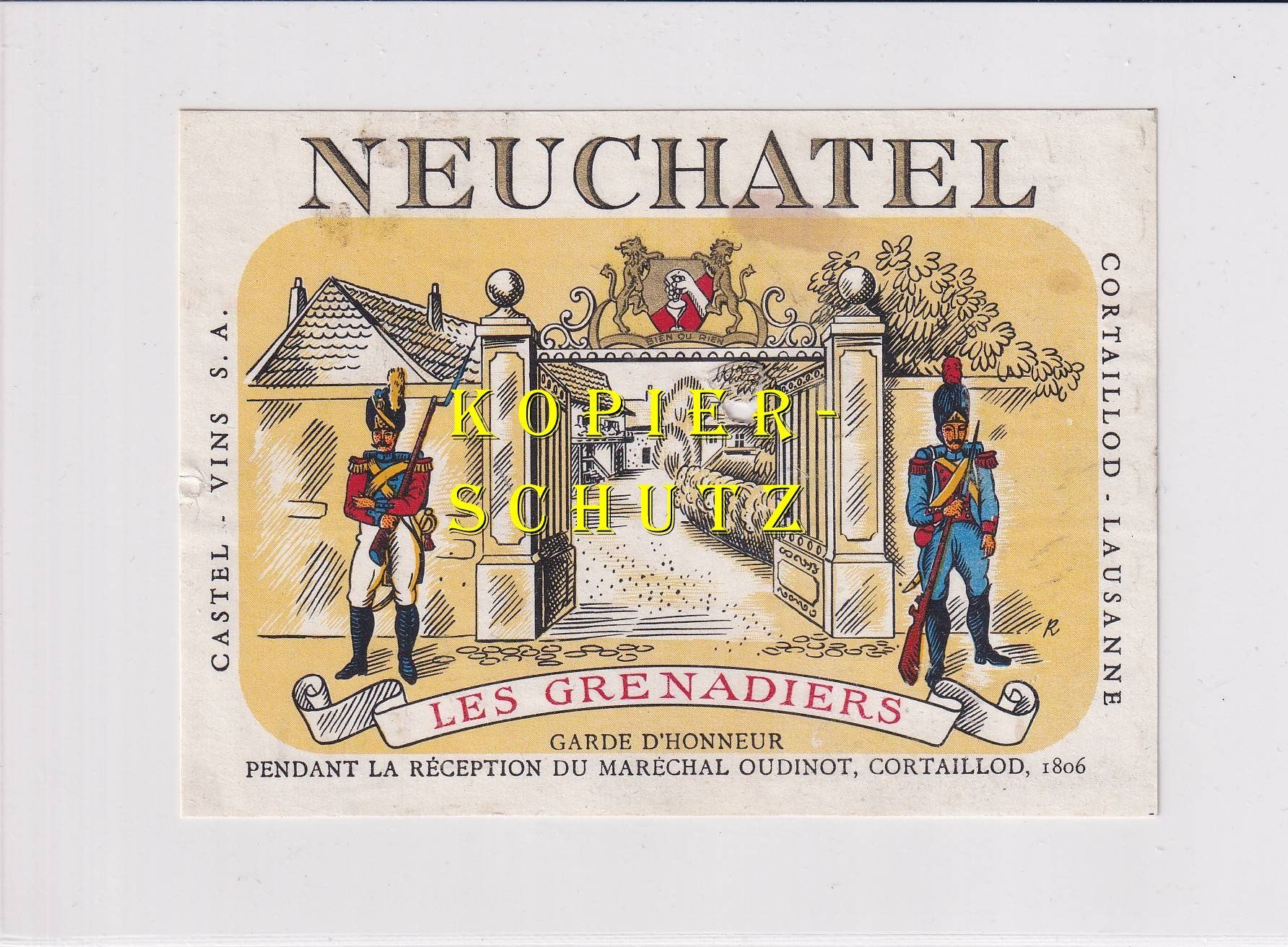 Papiere: Etikette - Neuchâtel "Les Grenadiers" /bd – Gebraucht aus Hombrechtikon von Rudolf07