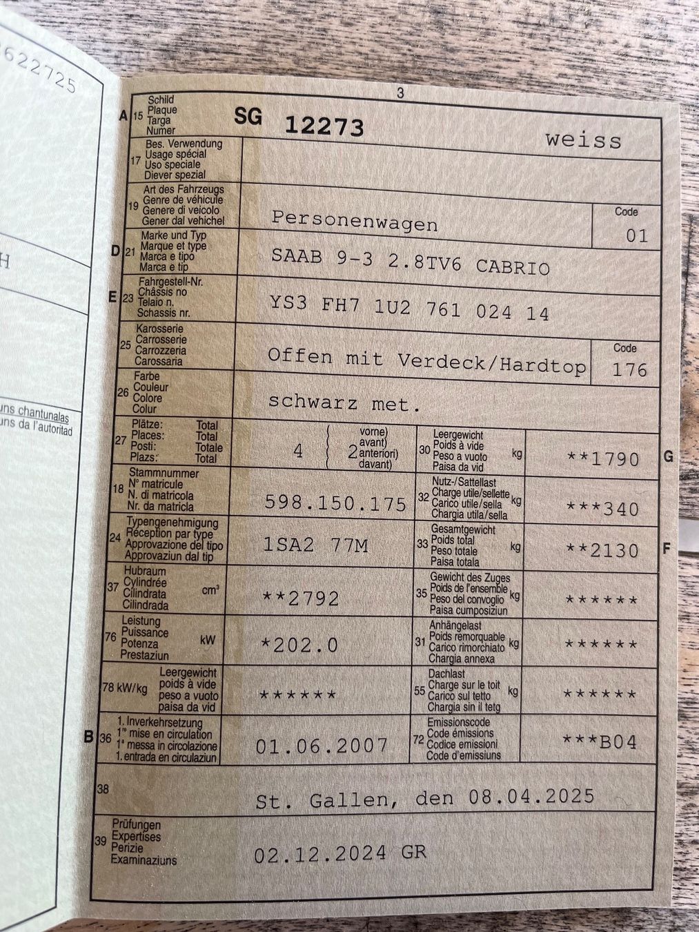 Saab Automobili: Saab 9-3 2.8TV6 CABRIO – Usato da Wattwil venduto da pfahls 9