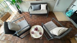 Lounge Balkonmöbel Set 4-teilig mit Kissen