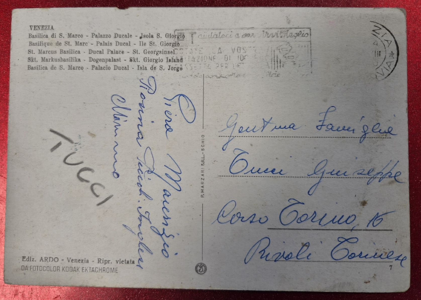 Cartoline postali: Venedig Markusplatz mit Dogenpalast alt – Usato da Melchnau venduto da Fishel 1