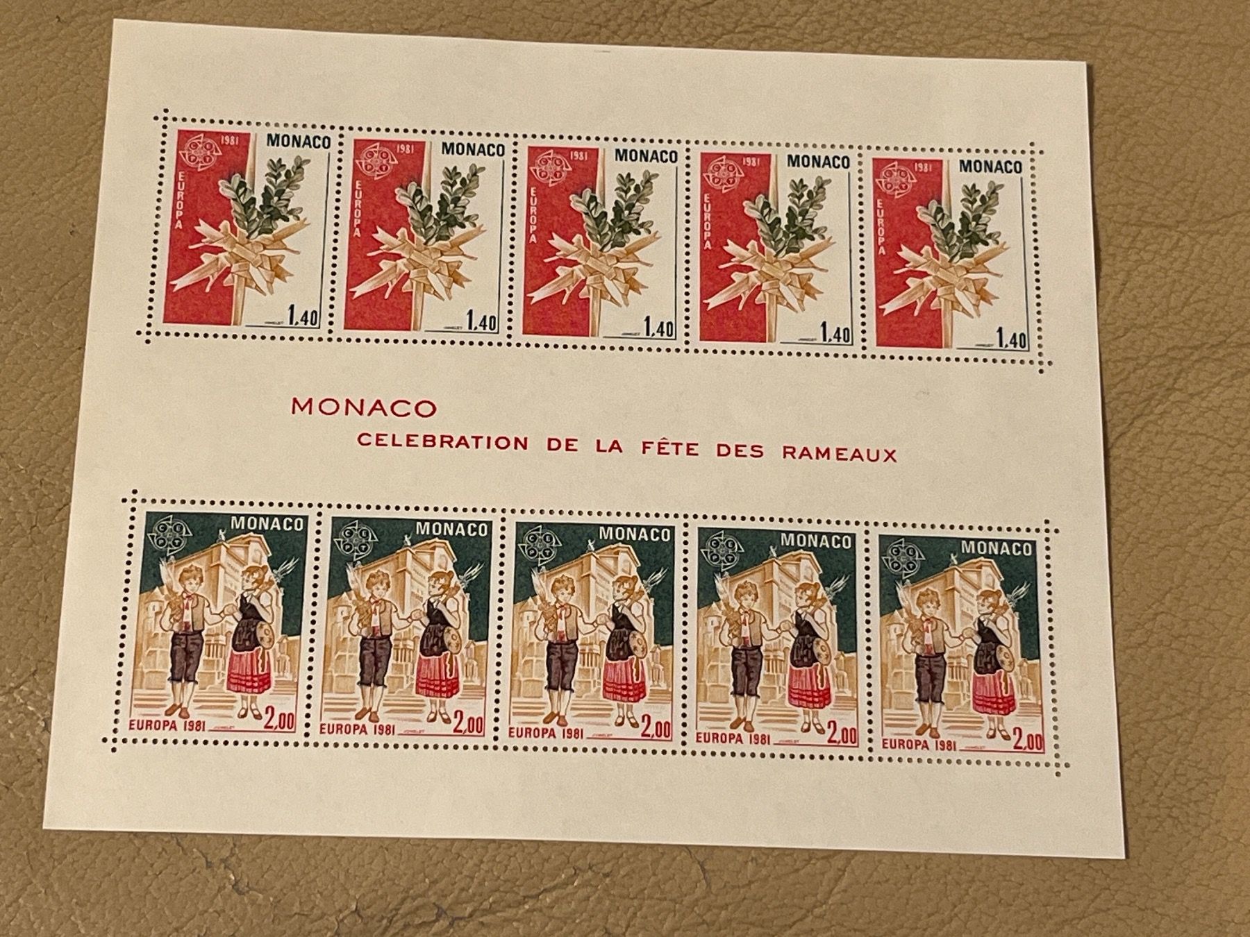 Alle Briefmarken: Monaco Briefmarken Bogen Rameaux – Neu und originalverpackt aus Zürich von engebrunau