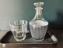 60s Mid-Century Glaskaraffe/Likörkaraffe mit Stopfen, France