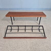 70s Teak Style Wandgarderobe Hutablage Schuhbank Garderobe