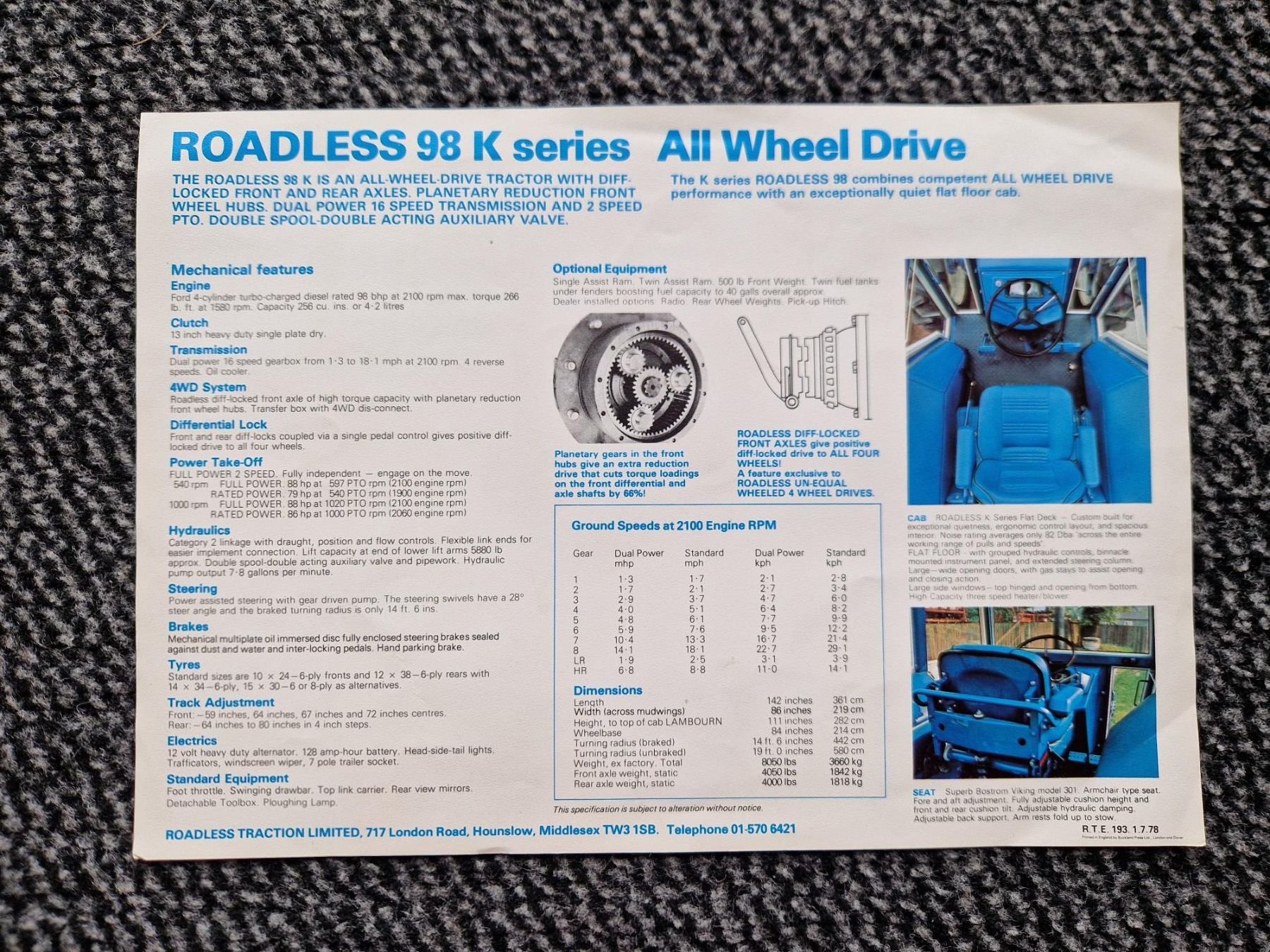 Ford Trattori: Original Prospekt Ford Traktor Roadless 98K – Usato da Dürnten venduto da Bachtel84 1