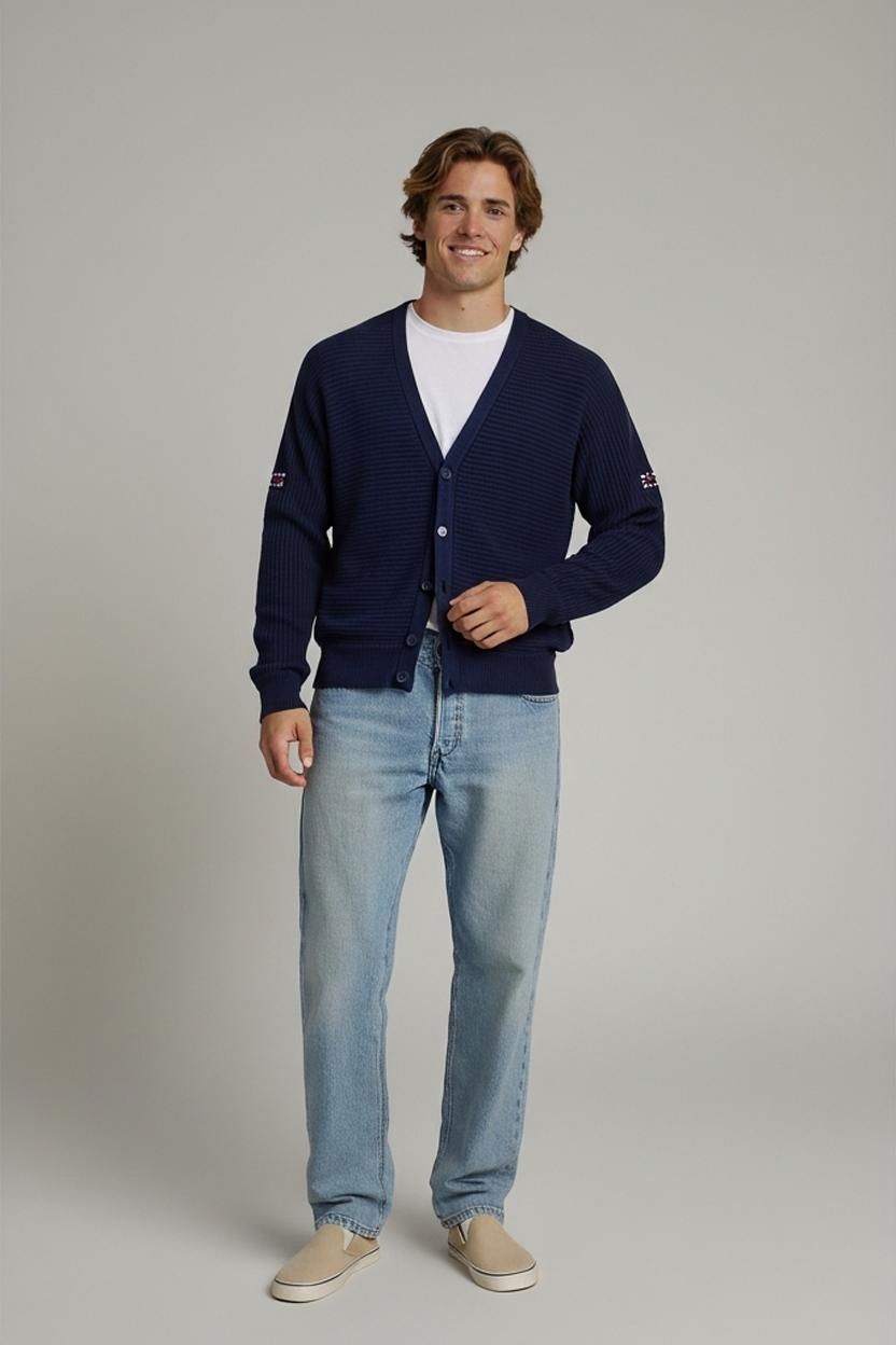Giacche: Carlo Colucci Navy Strickjacke - Größe 52 – Usato da Zug venduto da vinokilo