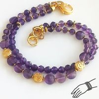 Amethyst  Armband  Bracelet  lila Unikat 2 Reihen vergoldet