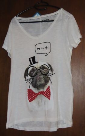 T-shirt blanc motif carlin adulte taille L bon état