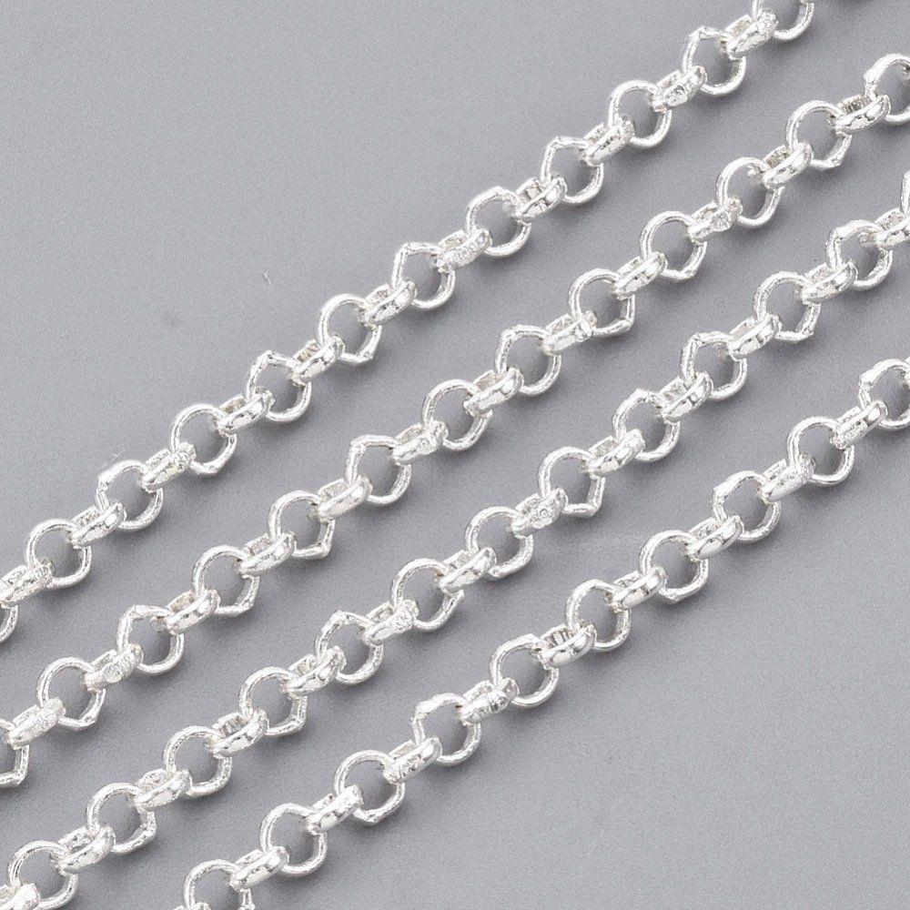 Catenine: 1m Kette  Jasseron 2.5x0.7mm versilbert – Nuovo (secondo la descrizione) da Alpnachstad venduto da perlengaby 1