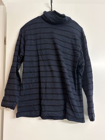 Rollkragenpulli blau/schwarz, Grösse M, langarm