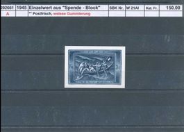 1945 Einzelwert aus "Spende - Block", weisse Gummierung, **
