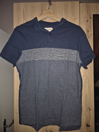 Herren Poloshirt Gr. M dunkelblau/grau Gestreift