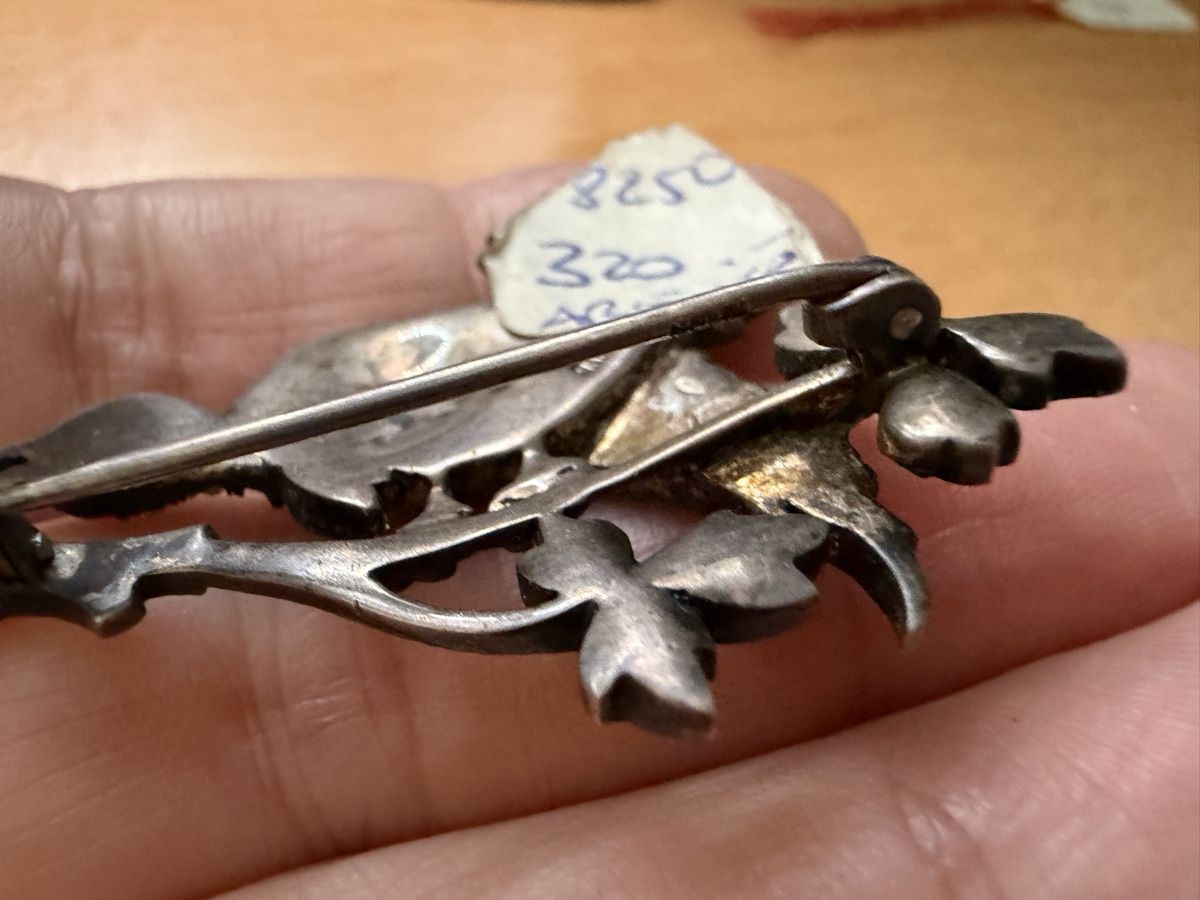 Spille & Fermagli: Antike Vogel-Brosche mit Strass, 925er Silber – Usato da Lamone venduto da LaCantinaMagica 5