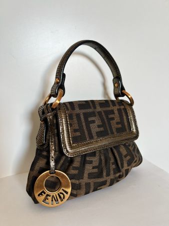 Fendi Zucca Chef Flap – Vintage Handtasche Braun/Gold