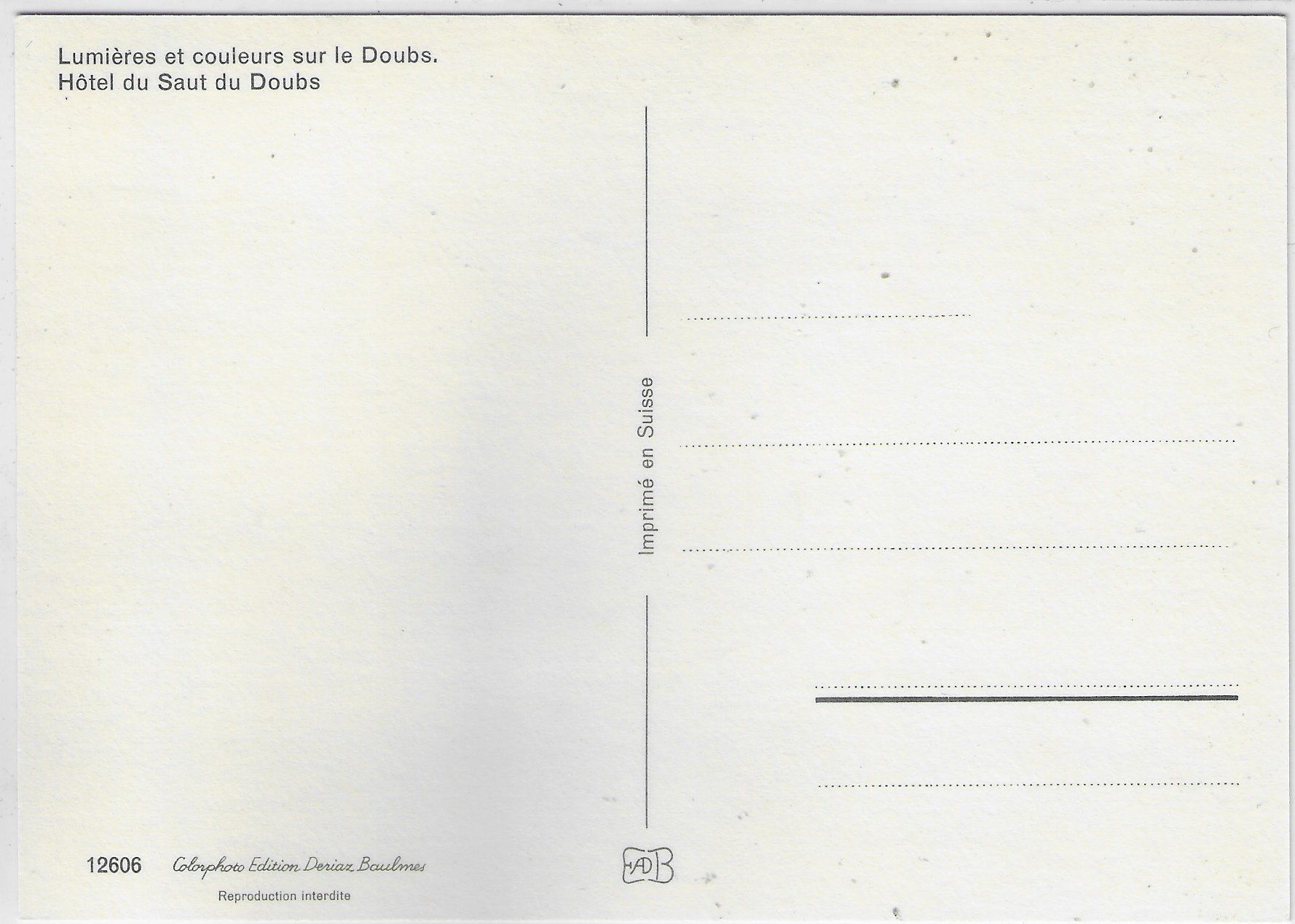 Cartoline postali: Hotel du Saut du Doubs – Usato da Ettingen venduto da Kartenplanet 1