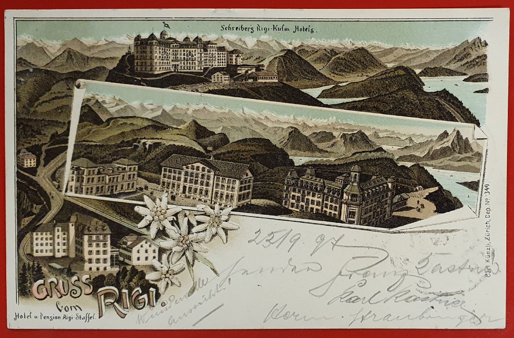 Cartoline postali: Gruss vom Rigi 1897 – Usato da Kreuzlingen venduto da Rschweiz1