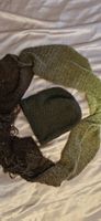 Green scarf and wool hat