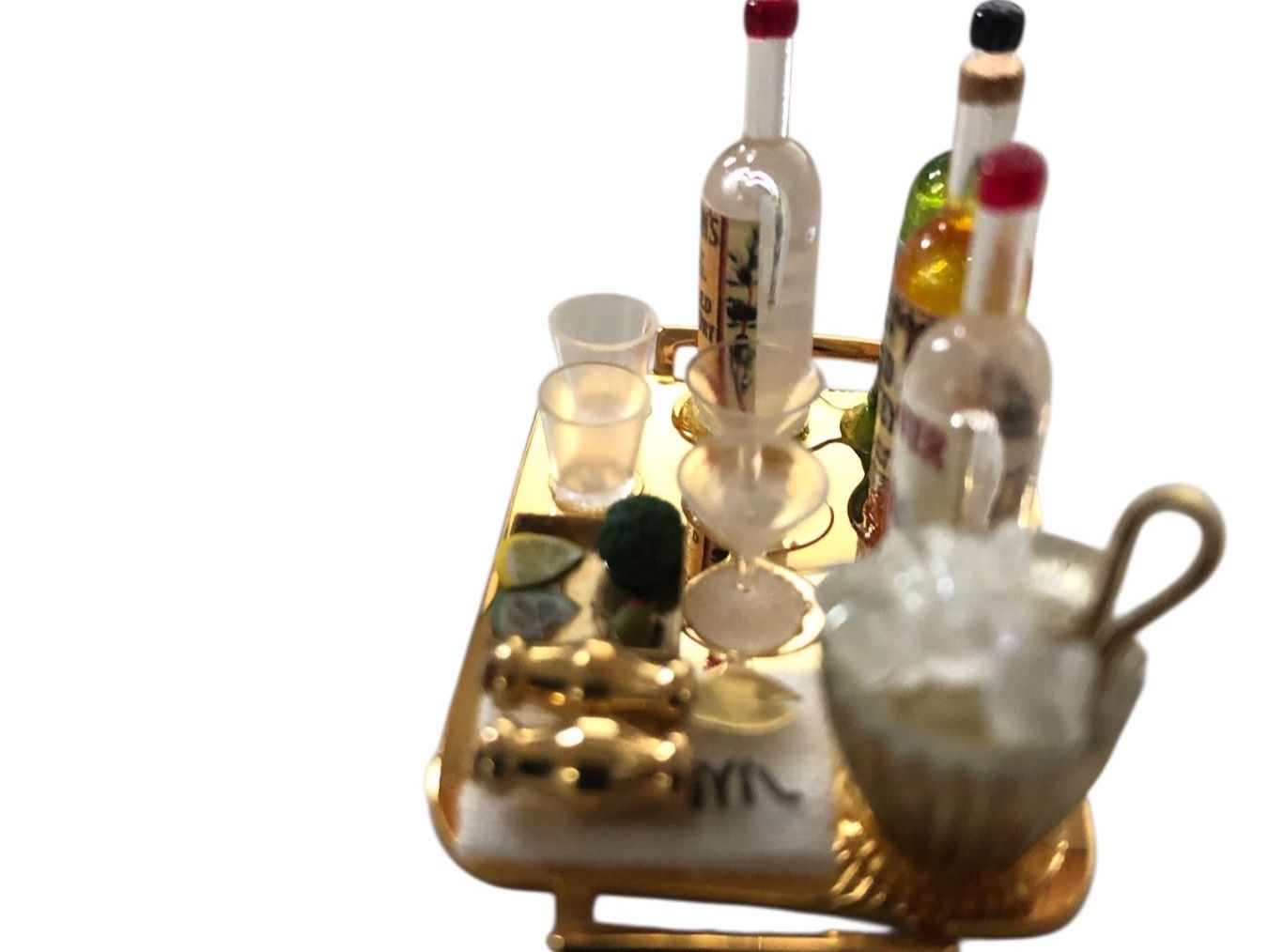 Puppenhäuser & -möbel: exclusive 1:12 Miniaturen "Bar-Set"  Messing-Tablett – Neu und originalverpackt aus Pratteln von Dollshop 4