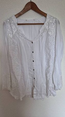 Boho Bluse mit Spitzen (ca. Gr. 42/44)