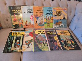 Lot de 10 anciens Tintin
