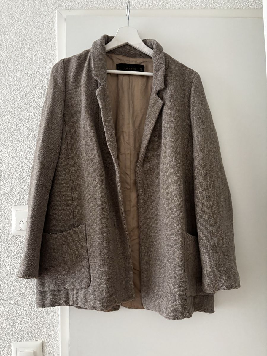 Zara Giacche: Leinen Blazer, Damen, Grösse M, Braun meliert – Usato da Basel venduto da Pepiteki