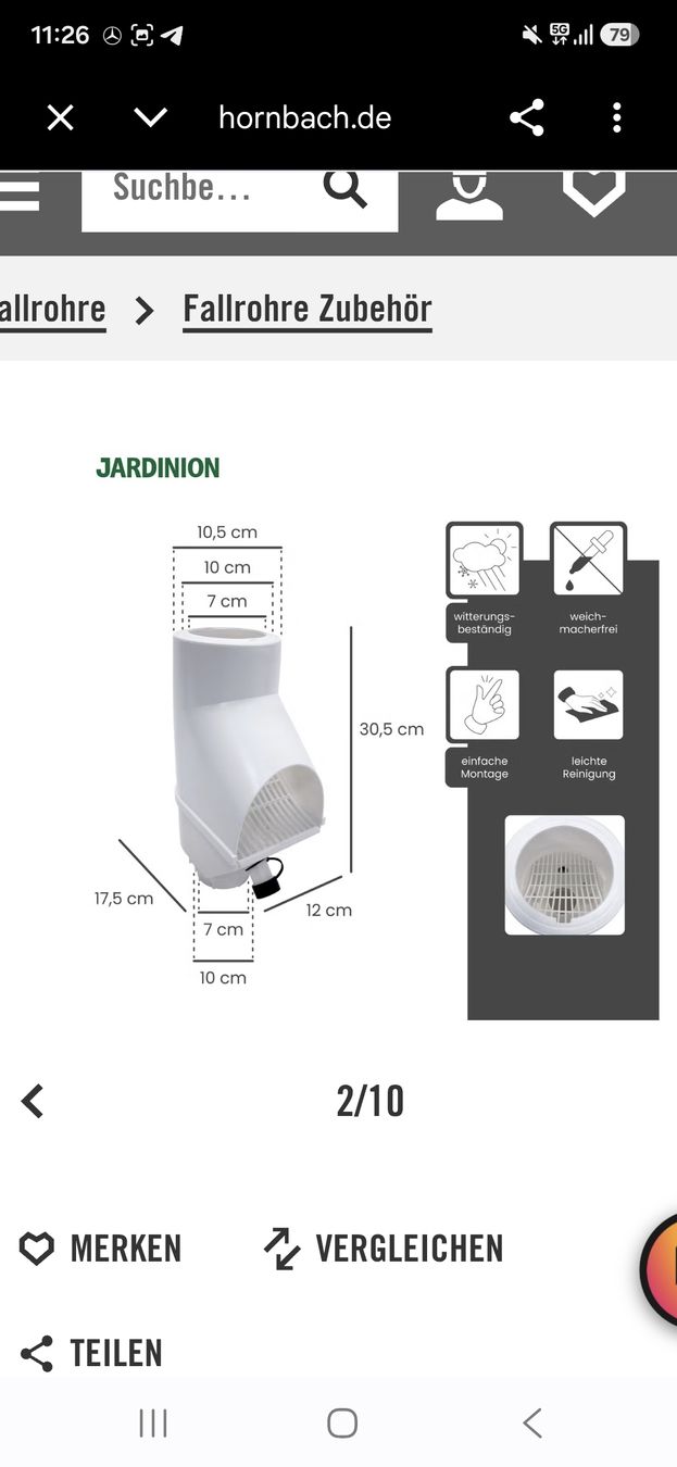 Altri materiali da costruzione: Jardinion Fallrohr Laubabscheider Regenwasser Sieb – Usato da Derendingen venduto da mburri11 4