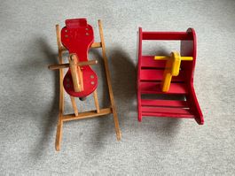 Wisa Gloria Schaukelpferd + Schaukelschnecke, Retro Vintage