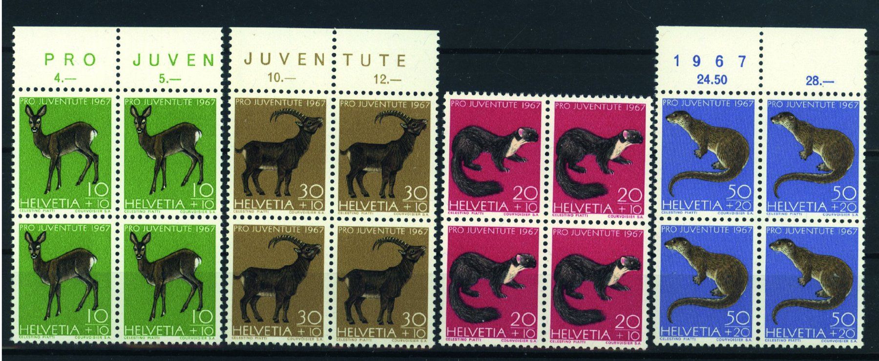 Tutti i francobolli: 1967, Pro Juventute, Viererblöcke ** – Usato da Willisau venduto da Vollstempel