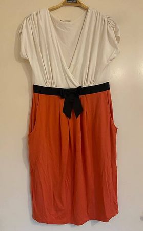 Colorblock Sommer Midi Kleid aus Viskose Gr. M 38