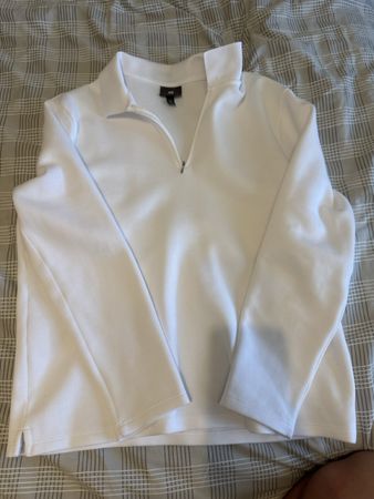 H&M Zip Pullover Weiss in L