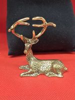 Dekorative Hirsch Figur aus Messing liegend NEU