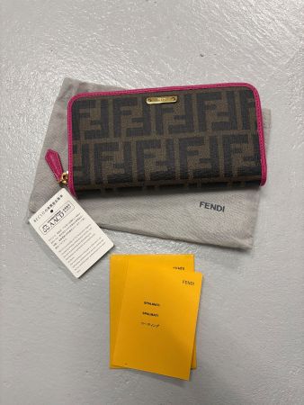 Fendi grosses Portemonnaie Zucca braun pink Zipper